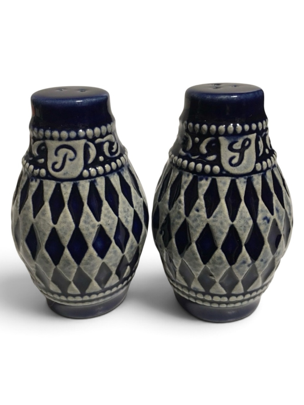 VTG Gerz West Germany Salt Glazed Stoneware Cobalt Blue Salt & Pepper ShakerS
